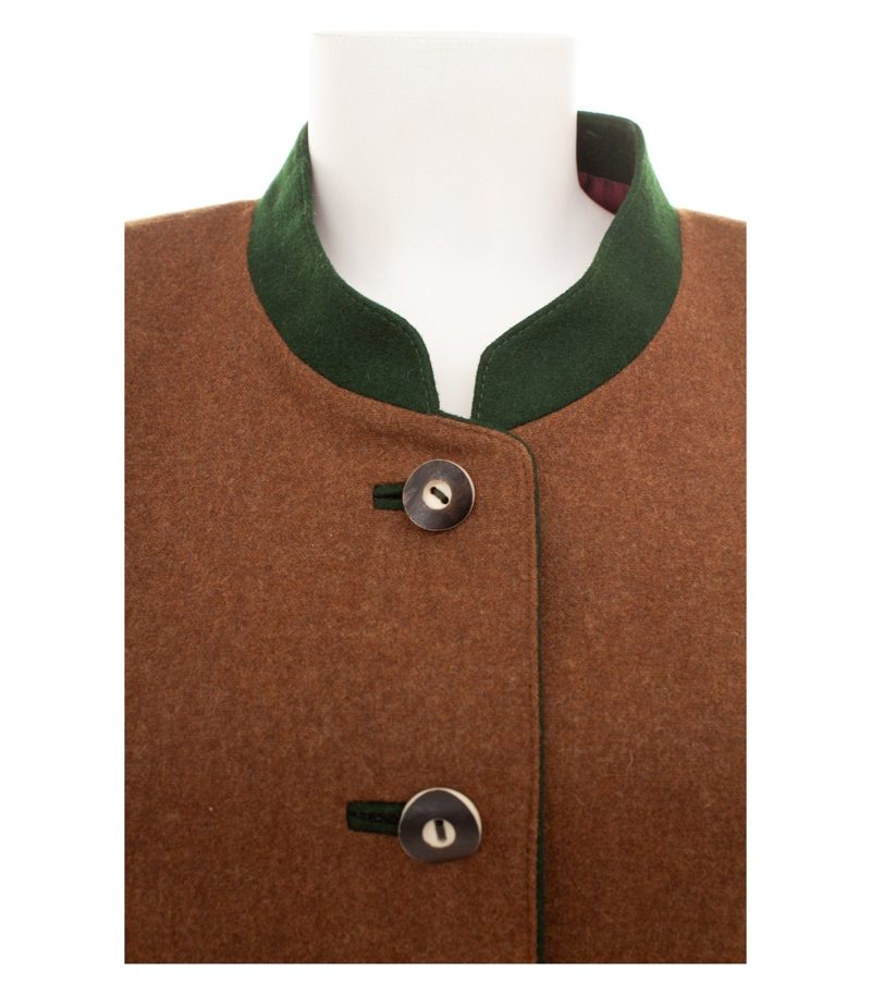 Bauer Damen Jacke Janker Gr. 48 Wolle Braun Stehkragen – Foto 5