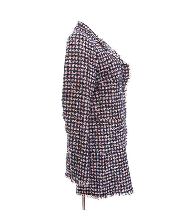 RENE LEZARD Damen Mantel Kurzmantel Gr. DE 40 Blau Beige Wolle Alpaka Mohair – Foto 2