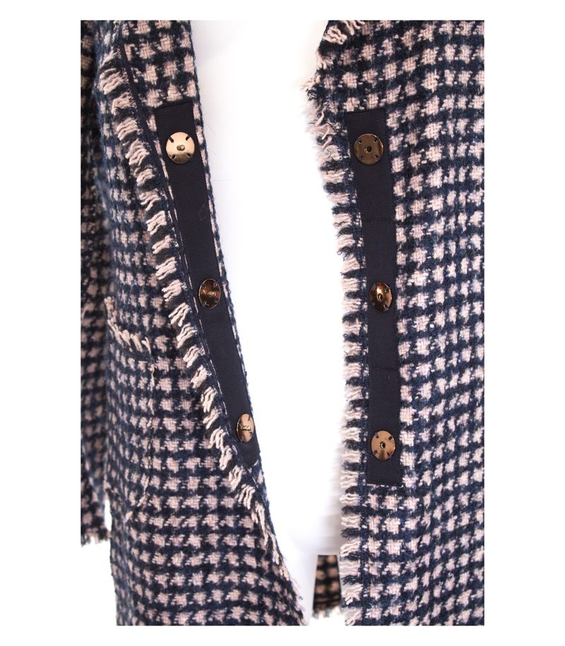 RENE LEZARD Damen Mantel Kurzmantel Gr. DE 40 Blau Beige Wolle Alpaka Mohair – Foto 4