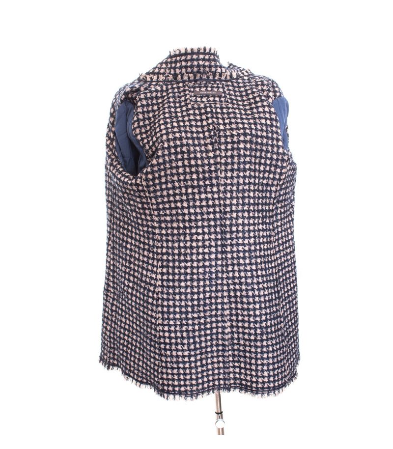 RENE LEZARD Damen Mantel Kurzmantel Gr. DE 40 Blau Beige Wolle Alpaka Mohair – Foto 5