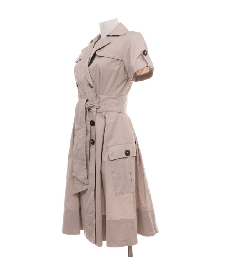 Zara Basic Damen Kleid Gr. M Beige Hemdkleid Baumwolle – Foto 3