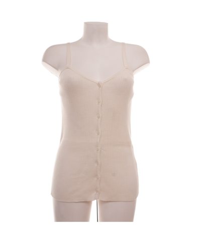LANGE Damen Top Camisole Gr. 36 Baumwolle Beige Rippstrick