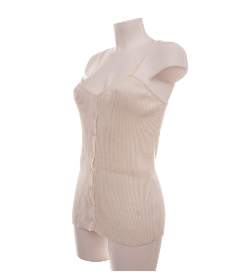 LANGE Damen Top Camisole Gr. 36 Baumwolle Beige Rippstrick – Foto 4
