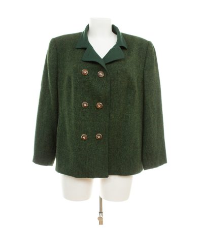 Sonnblick Landhausmoden Damen Blazer Gr. 44 Grün Zweireiher Wolle Fischgrat