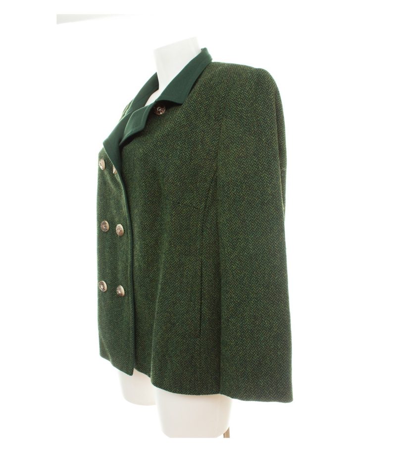 Sonnblick Landhausmoden Damen Blazer Gr. 44 Grün Zweireiher Wolle Fischgrat – Foto 4