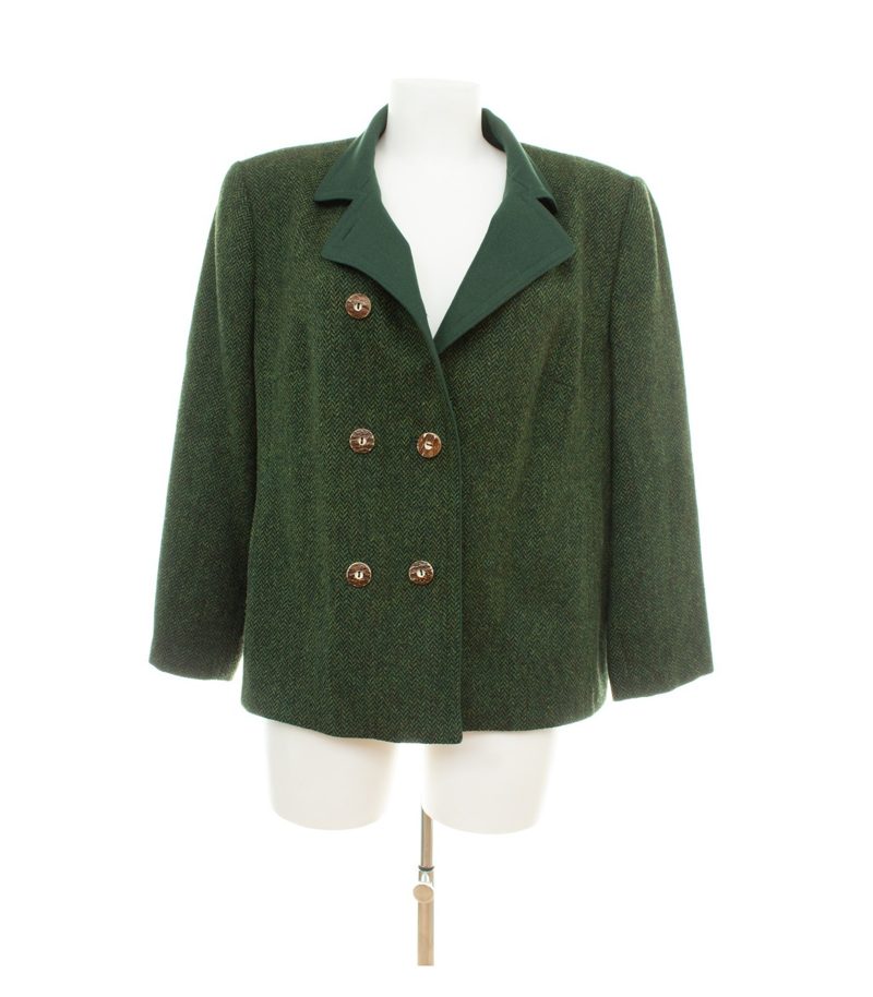 Sonnblick Landhausmoden Damen Blazer Gr. 44 Grün Zweireiher Wolle Fischgrat – Foto 5