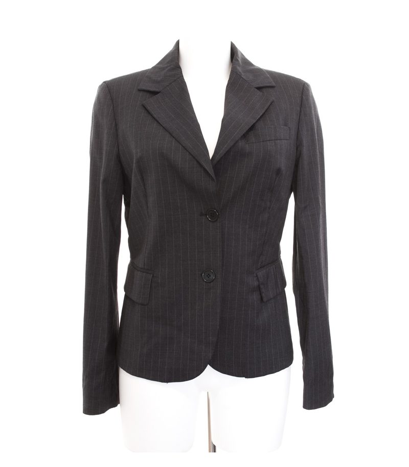 BENETTON Damen Blazer Anthrazitgrau Gr. IT 44 DE 40 Wolle – Foto 1