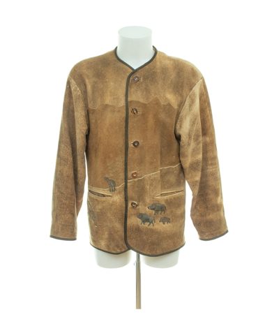 Meindl Herren Jacke Gr. 50 Braun Trachtenjacke Bestickt