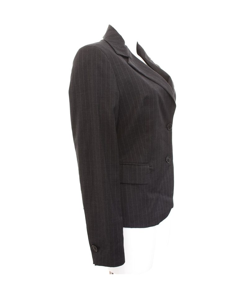 BENETTON Damen Blazer Anthrazitgrau Gr. IT 44 DE 40 Wolle – Foto 2