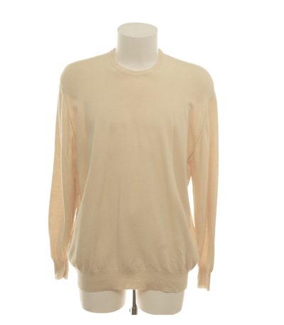 Barrie Herren Pullover Gr. 58 (48) Beige Rundhalsausschnitt Wolle