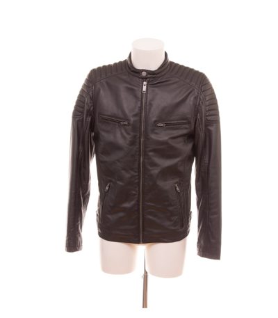 AIM Herren Jacke Gr. L Schwarz Bikerjacke Leder