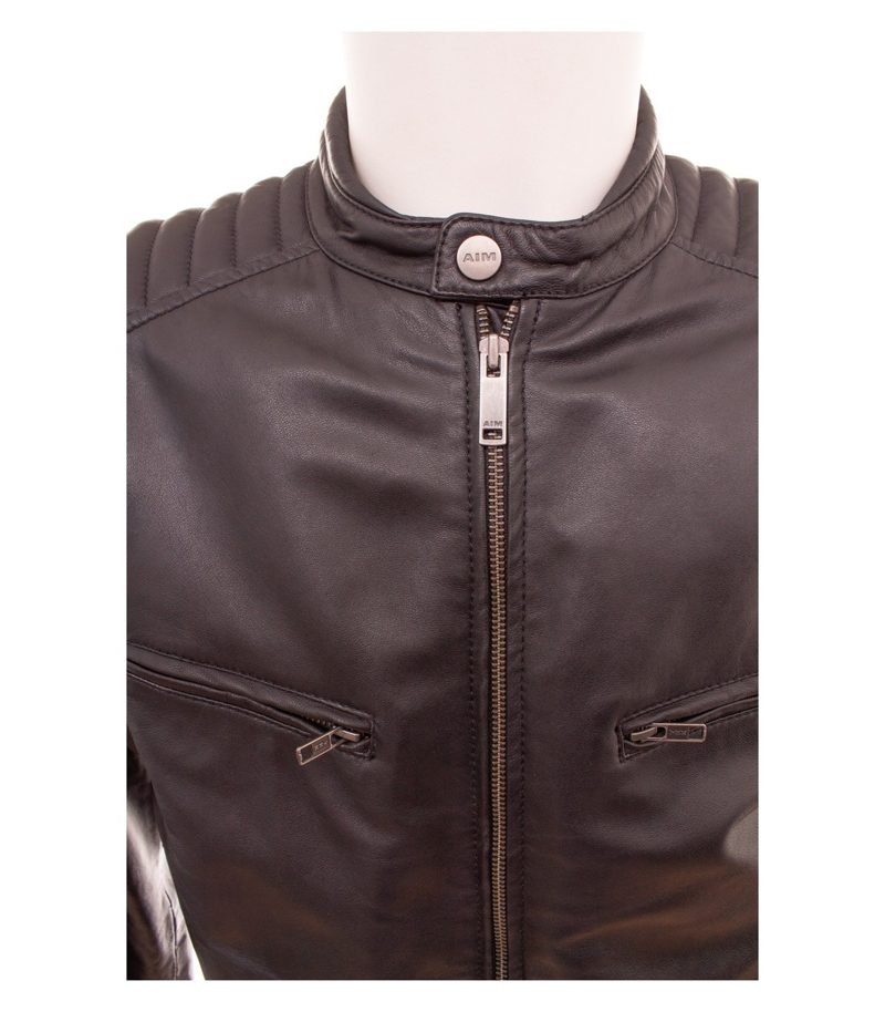 AIM Herren Jacke Gr. L Schwarz Bikerjacke Leder – Foto 5