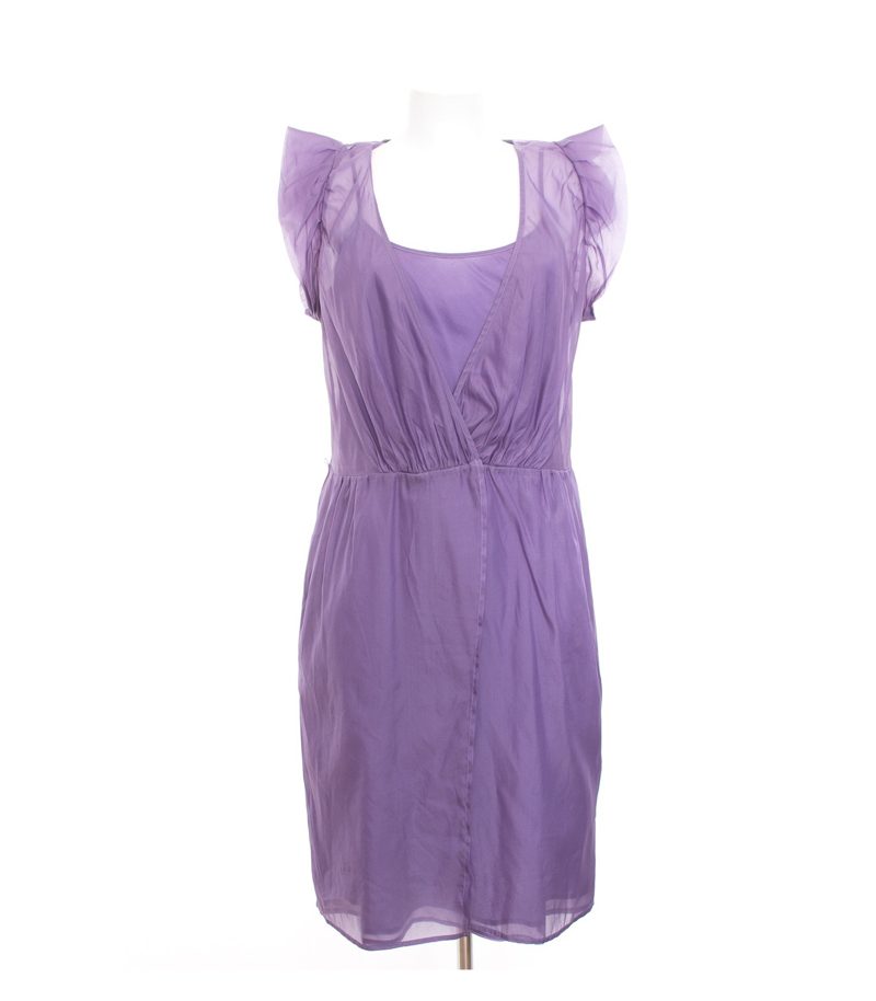 HUGO BOSS Damen Kleid Cocktailkleid Gr. DE 42 Lila Seide – Foto 1
