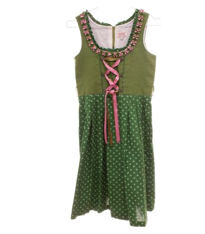 Steindl Trachten Mädchen Kleid Gr. 152 Grün Dirndl Leinenmix Geblümt