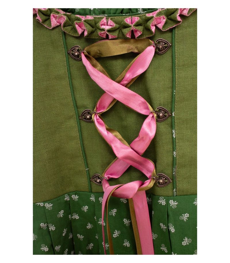 Steindl Trachten Mädchen Kleid Gr. 152 Grün Dirndl Leinenmix Geblümt – Foto 3