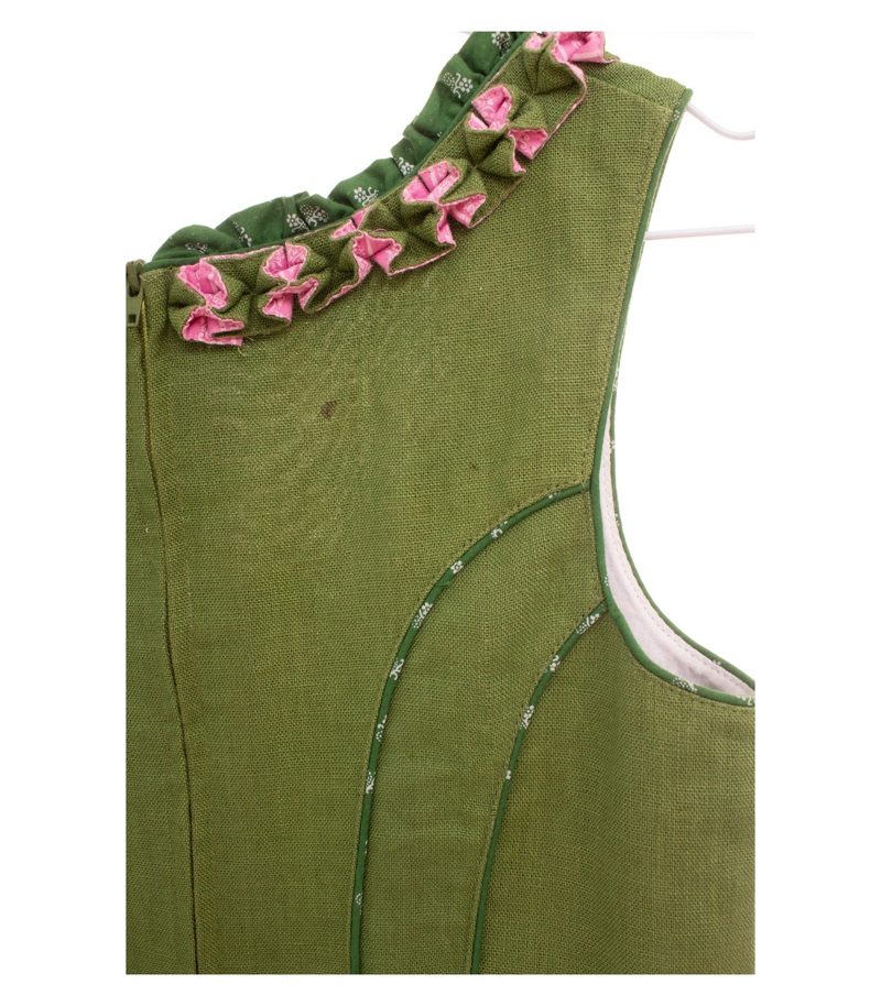 Steindl Trachten Mädchen Kleid Gr. 152 Grün Dirndl Leinenmix Geblümt – Foto 5