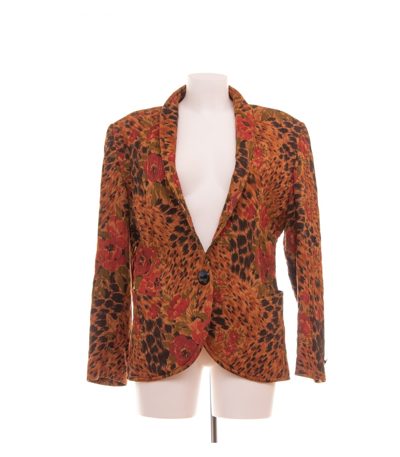 Riani Damen Blazer Gr. 42 Mehrfarbig Einreiher Baumwollmix Animal-Print