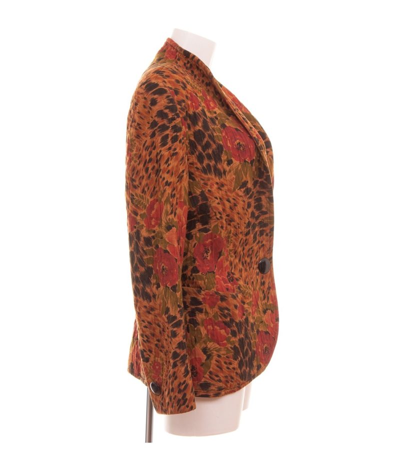 Riani Damen Blazer Gr. 42 Mehrfarbig Einreiher Baumwollmix Animal-Print – Foto 2