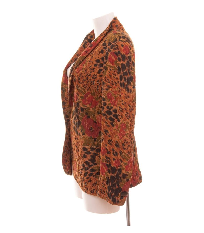 Riani Damen Blazer Gr. 42 Mehrfarbig Einreiher Baumwollmix Animal-Print – Foto 3