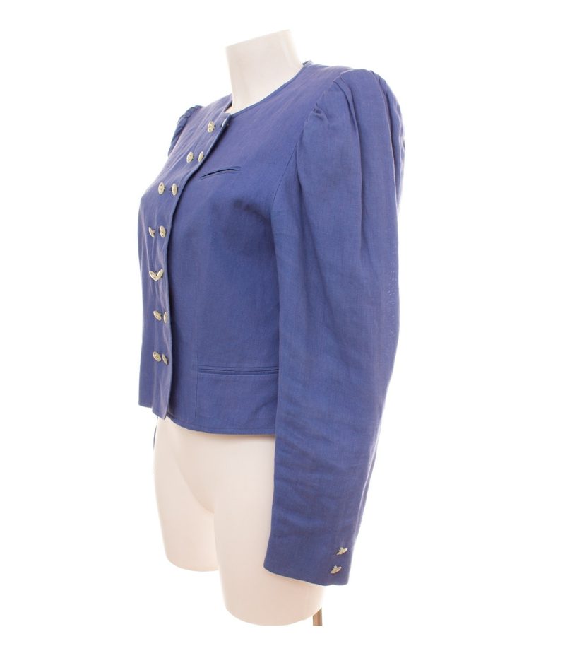 Sportalm Kitzbühel Damen Jacke Gr. 40 Blau Janker Leinen – Foto 3