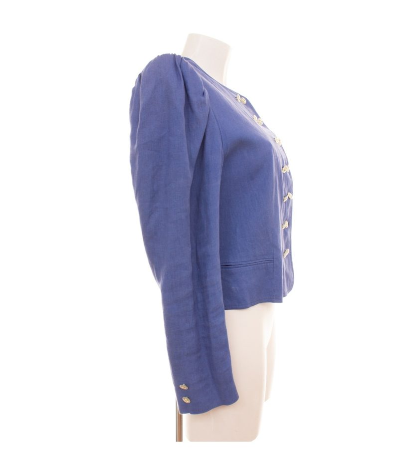 Sportalm Kitzbühel Damen Jacke Gr. 40 Blau Janker Leinen – Foto 5