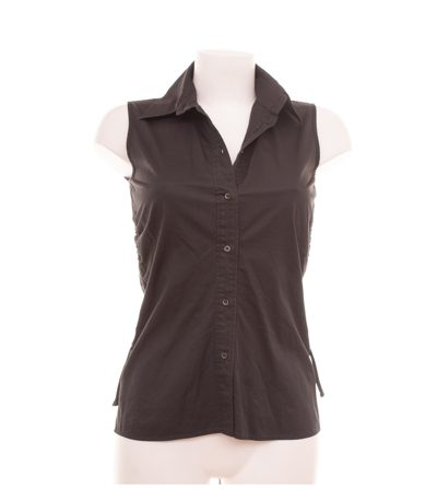 Hugo Boss Damen Bluse Gr. 36 Schwarz Ärmellos Baumwolle