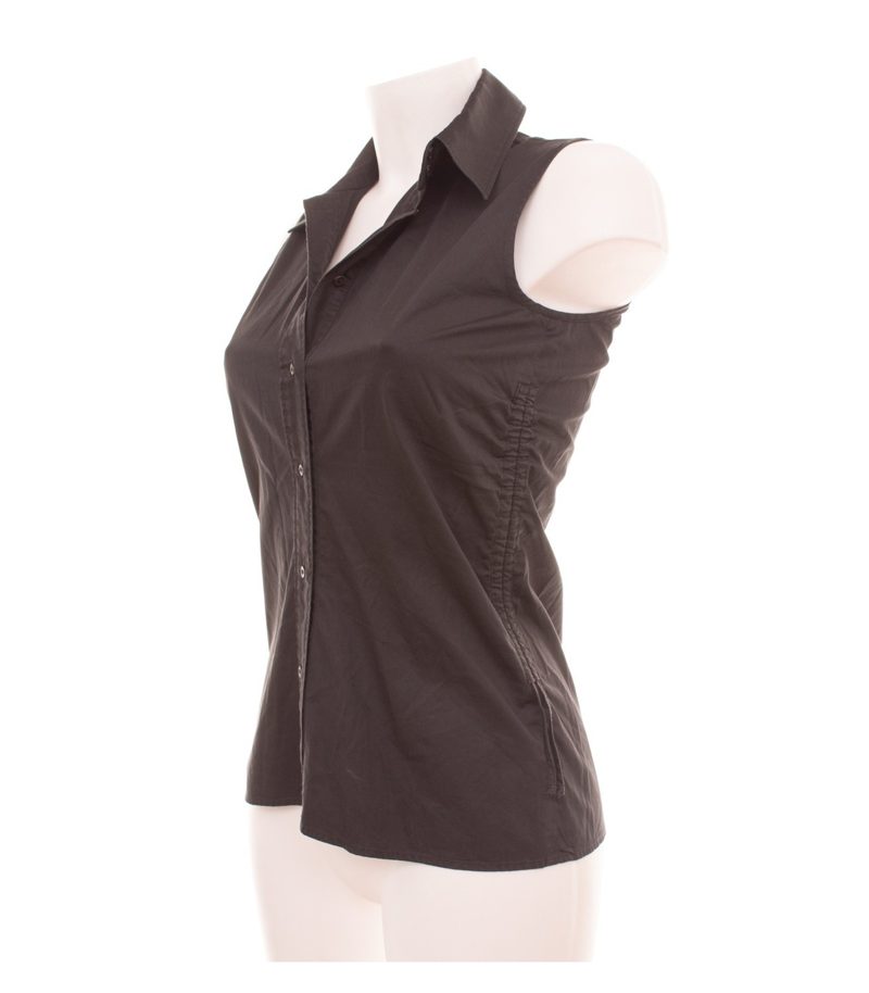 Hugo Boss Damen Bluse Gr. 36 Schwarz Ärmellos Baumwolle – Foto 2