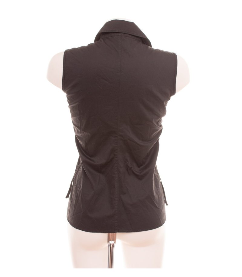 Hugo Boss Damen Bluse Gr. 36 Schwarz Ärmellos Baumwolle – Foto 3