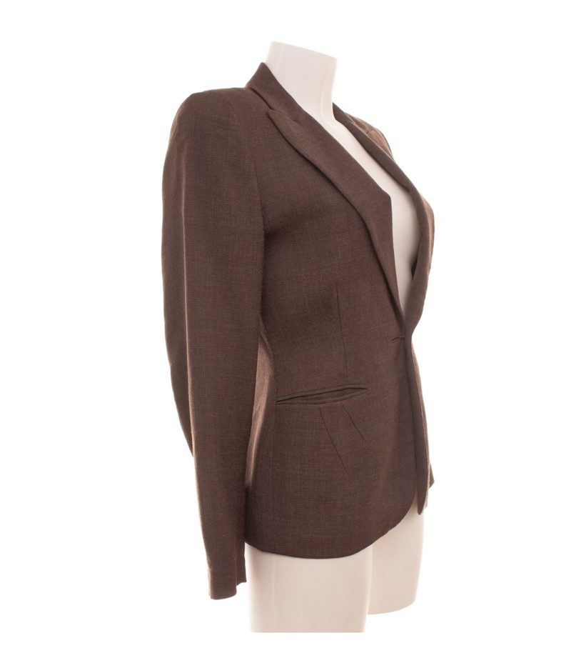 Jil Sander Damen Blazer Gr. 36 Braun Einreiher Wolle – Foto 3