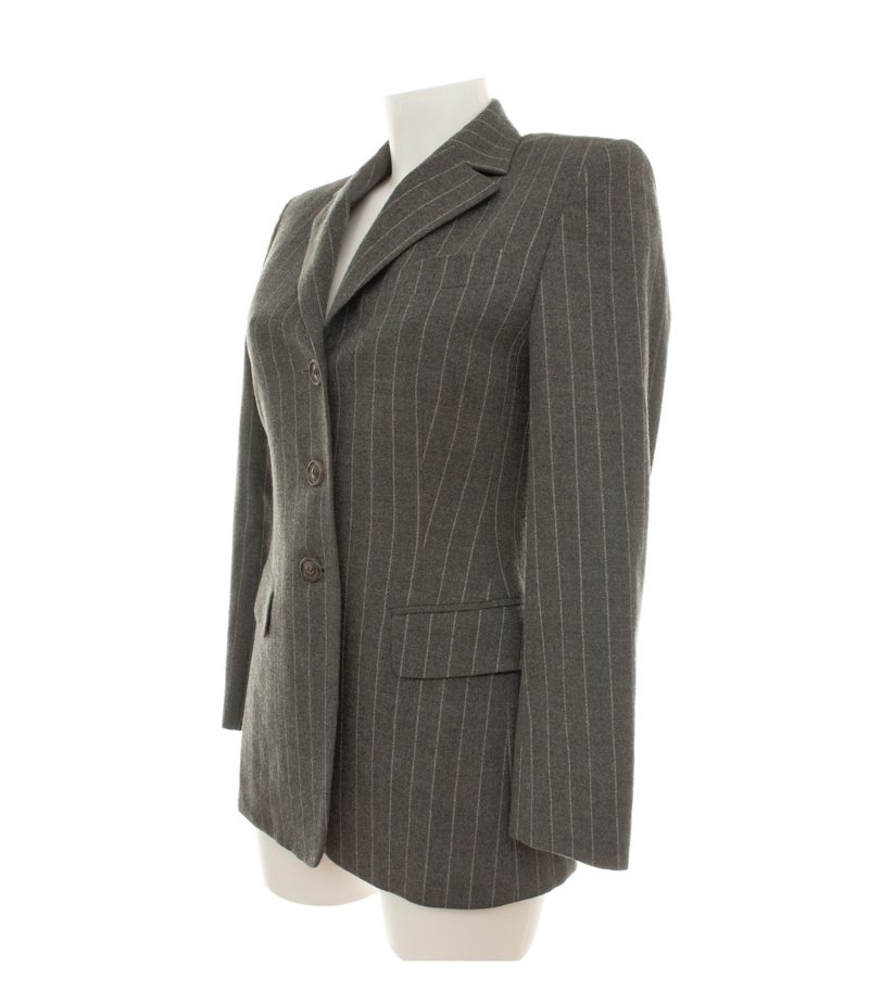Unützer Damen Blazer Gr. 34 Grau Einreiher Wollmix Nadelstreifen – Foto 2
