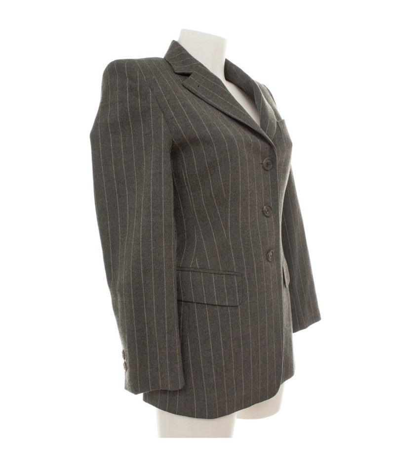 Unützer Damen Blazer Gr. 34 Grau Einreiher Wollmix Nadelstreifen – Foto 4