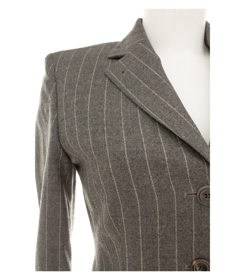 Unützer Damen Blazer Gr. 34 Grau Einreiher Wollmix Nadelstreifen – Foto 5