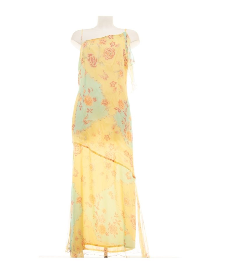 Kapalua Damen Kleid Gr. 42 Gelb Maxikleid Seide Geblümt – Foto 1