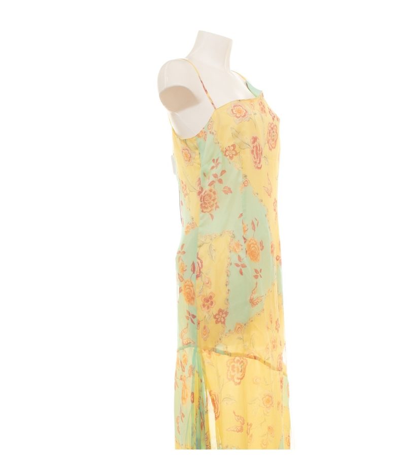 Kapalua Damen Kleid Gr. 42 Gelb Maxikleid Seide Geblümt – Foto 3