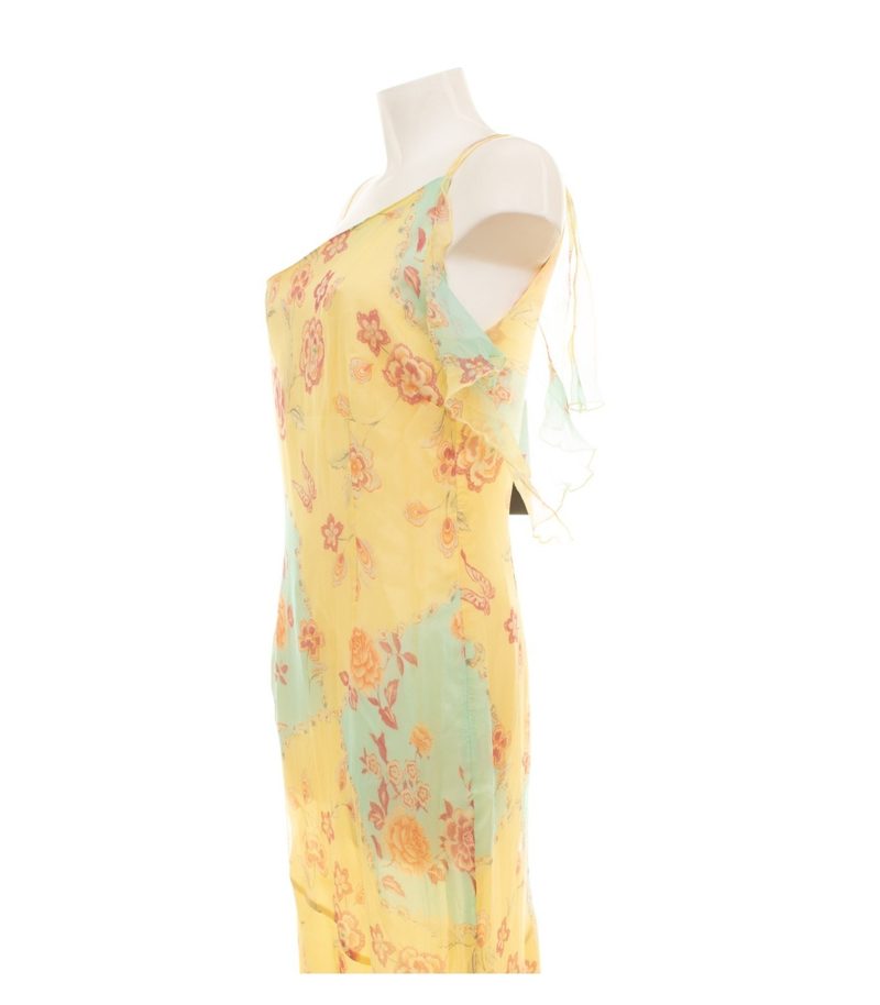 Kapalua Damen Kleid Gr. 42 Gelb Maxikleid Seide Geblümt – Foto 5