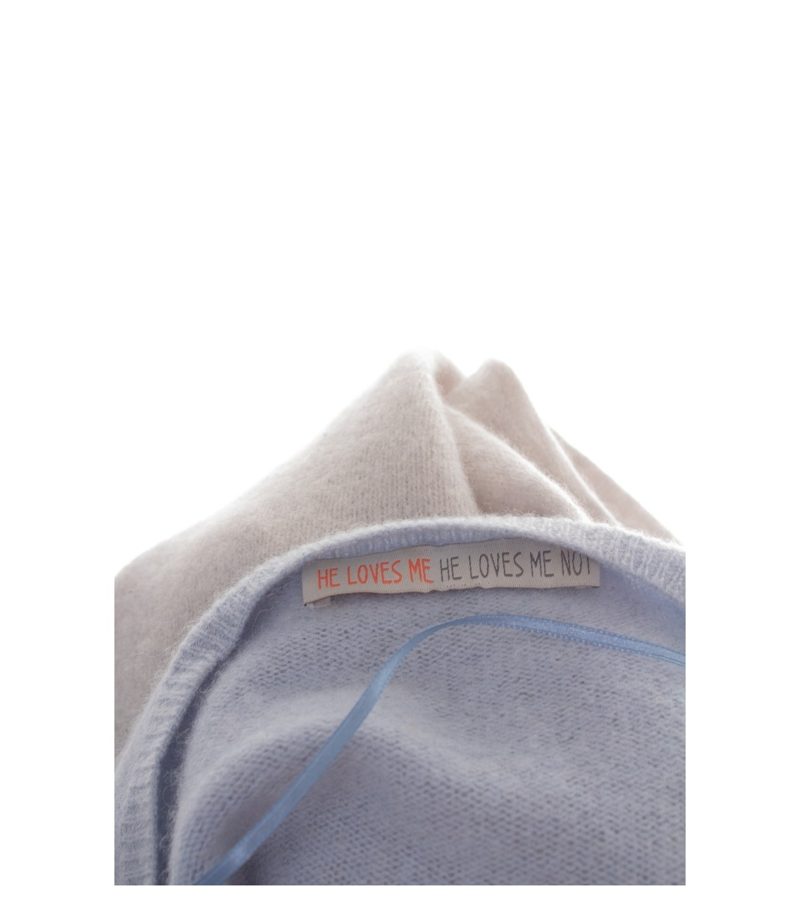 He Loves Me He Loves Me Not Damen Pullover ca. Gr. 34 Hellblau-Beige Kaschmir – Foto 5