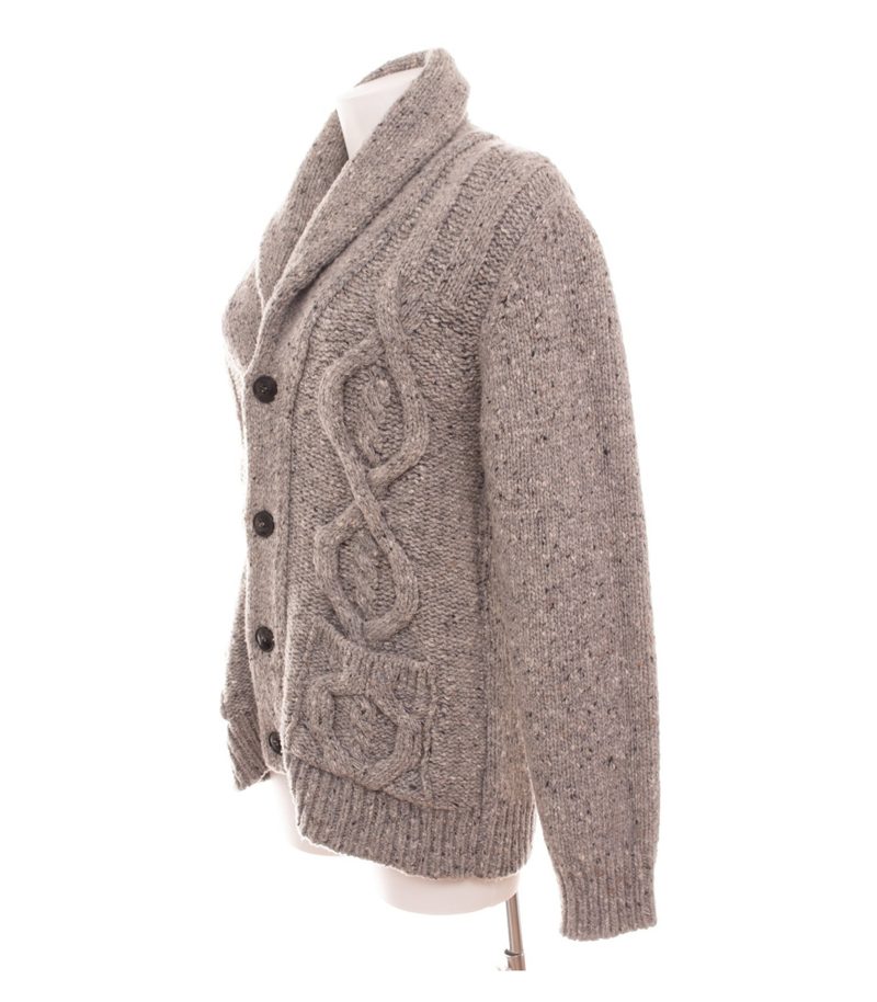 Roberto Collina Herren Strickjacke  Gr. 48 Grau Schalkragen Wollmix Grobstri – Foto 3