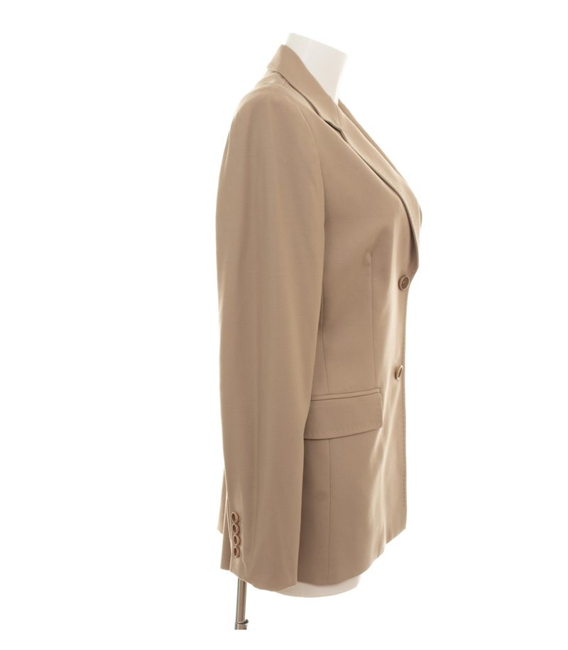 Aigner Damen Blazer Einreiher Gr. 42 Wolle Beige Reverskragen – Foto 2