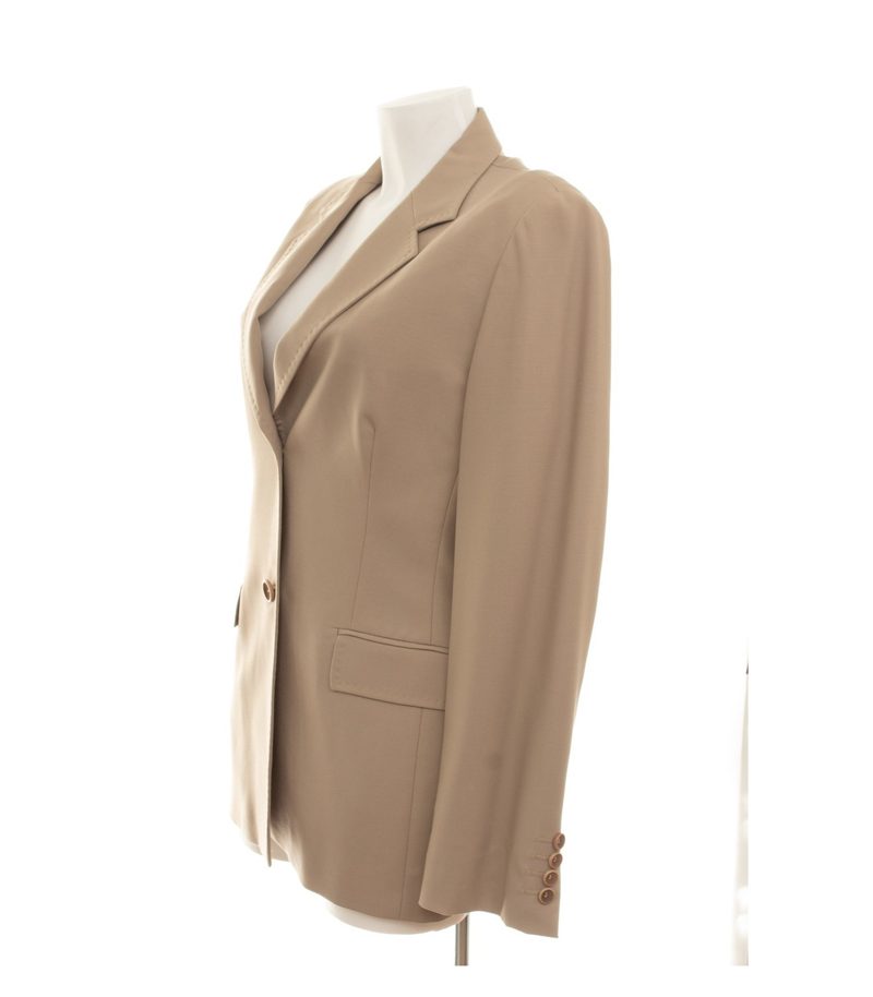 Aigner Damen Blazer Einreiher Gr. 42 Wolle Beige Reverskragen – Foto 3
