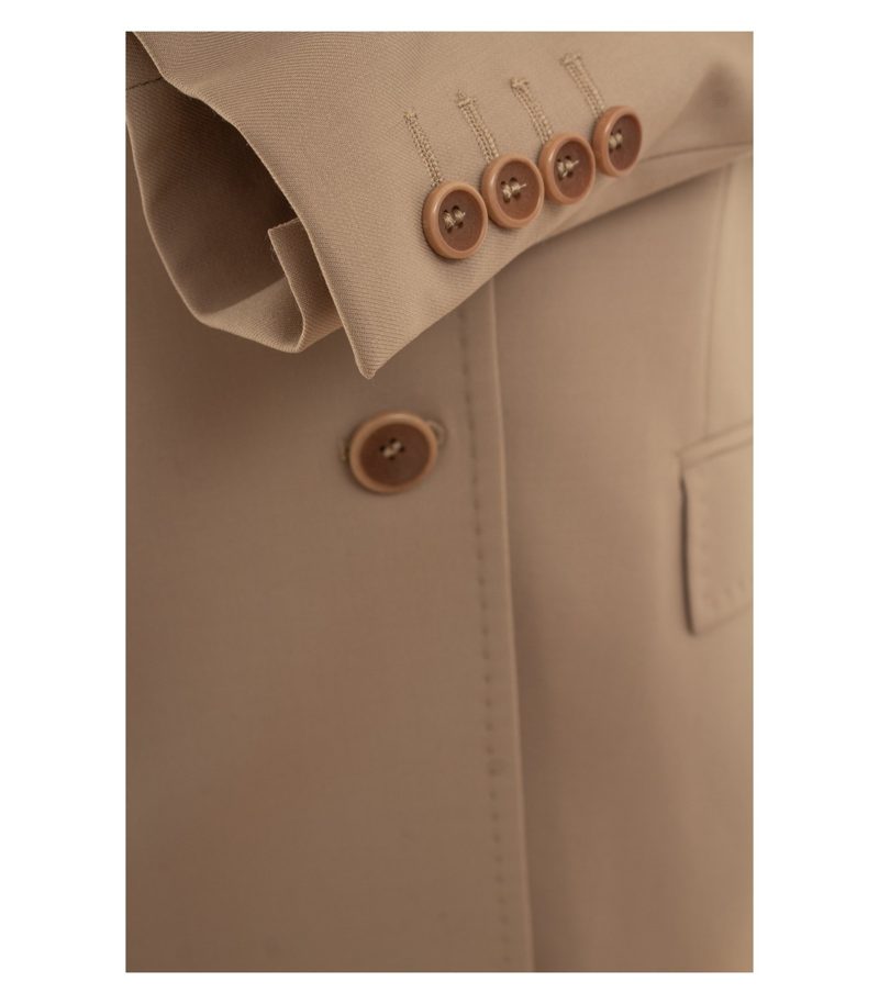 Aigner Damen Blazer Einreiher Gr. 42 Wolle Beige Reverskragen – Foto 5