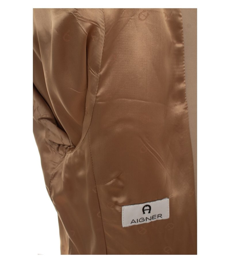 Aigner Damen Blazer Einreiher Gr. 42 Wolle Beige Reverskragen – Foto 9