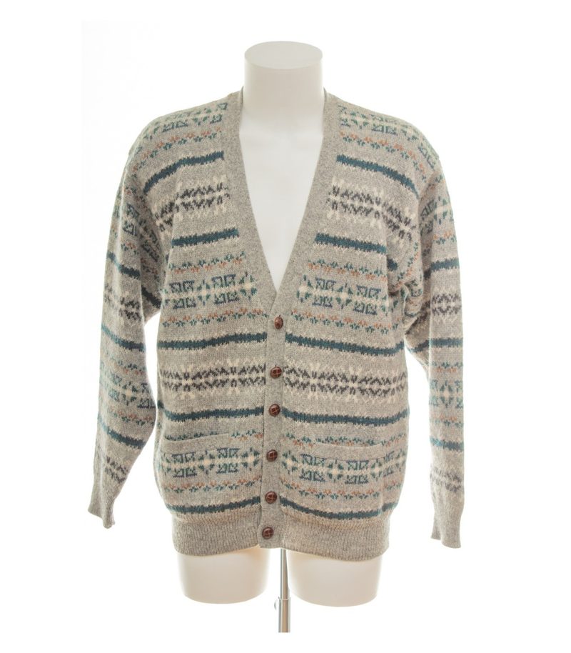 J.HARRIS Herren Strickjacke Gr. M Grau V-Ausschnitt Wolle Gemustert – Foto 1