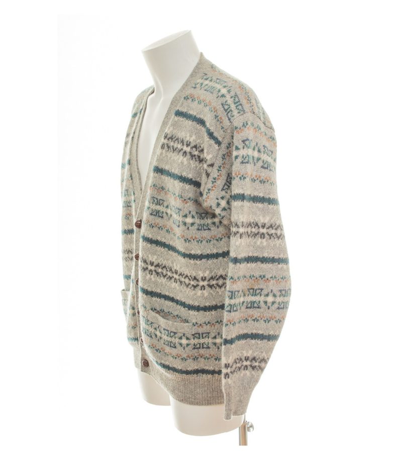 J.HARRIS Herren Strickjacke Gr. M Grau V-Ausschnitt Wolle Gemustert – Foto 3
