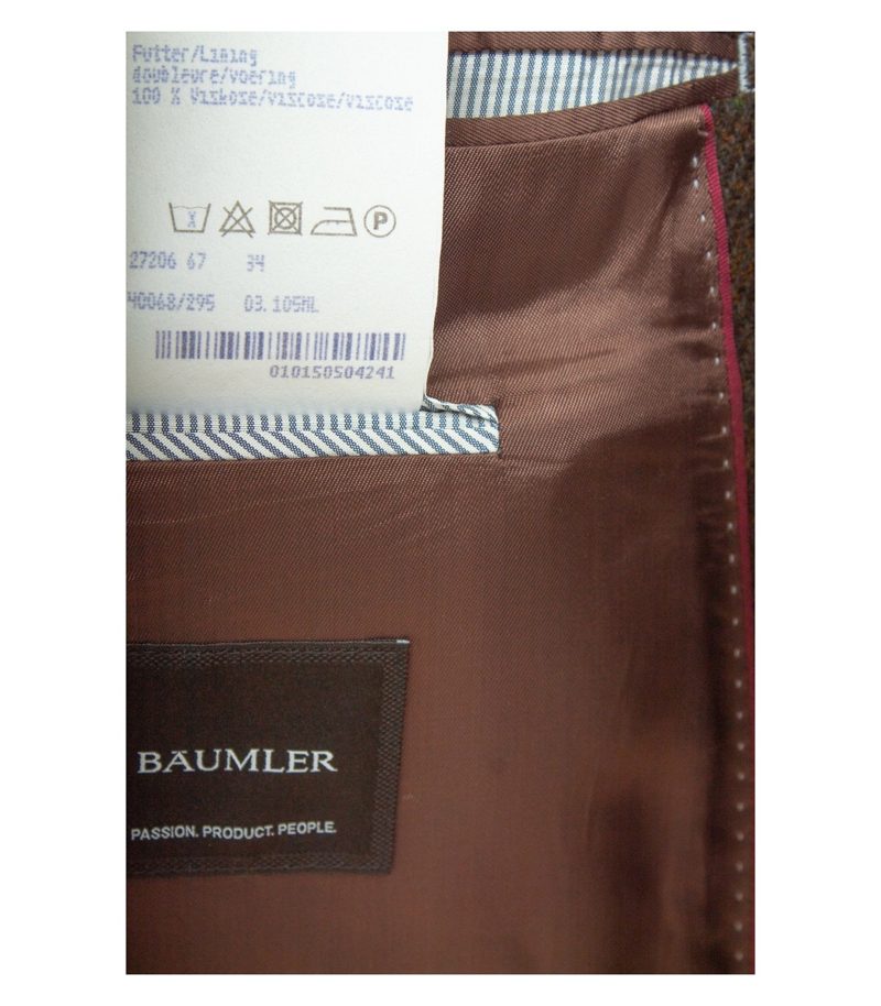 Bäumler Herren Sakko Gr. 34 Regular Fit Braun Einreiher Wolle Kariert – Foto 11