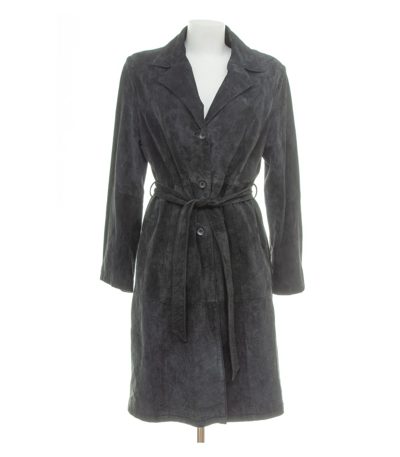 ANN LLEWELLYN Damen Mantel Gr. 42 Schwarz Ledermantel Leder