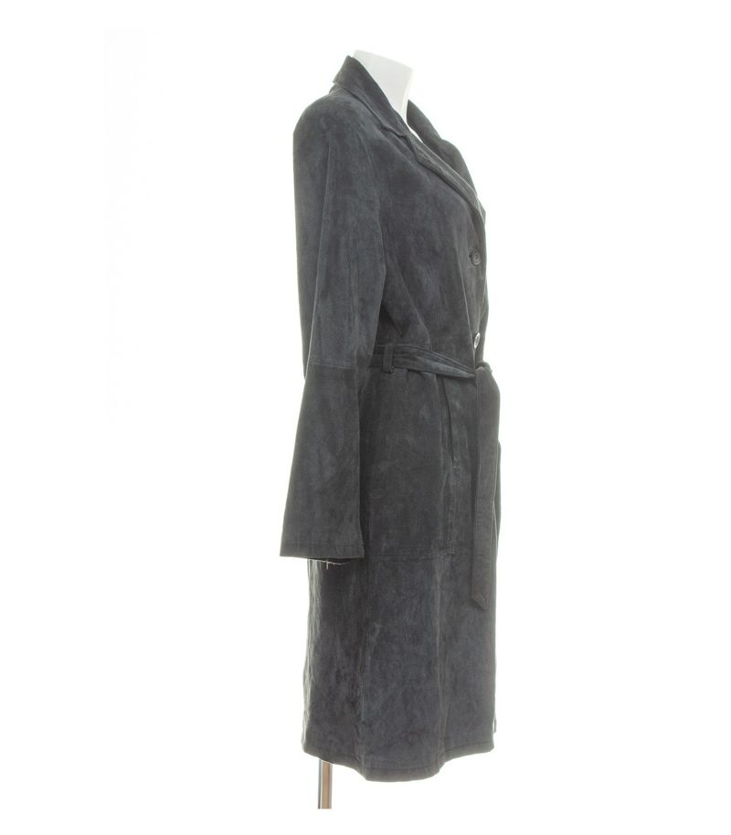 ANN LLEWELLYN Damen Mantel Gr. 42 Schwarz Ledermantel Leder – Foto 2