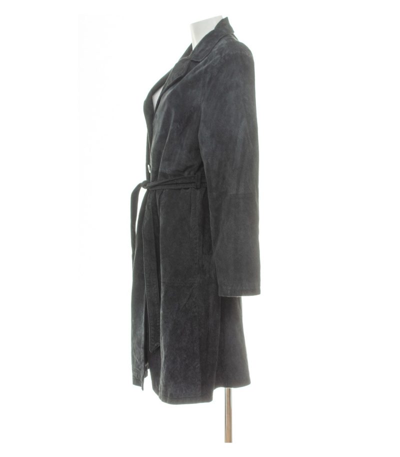 ANN LLEWELLYN Damen Mantel Gr. 42 Schwarz Ledermantel Leder – Foto 3