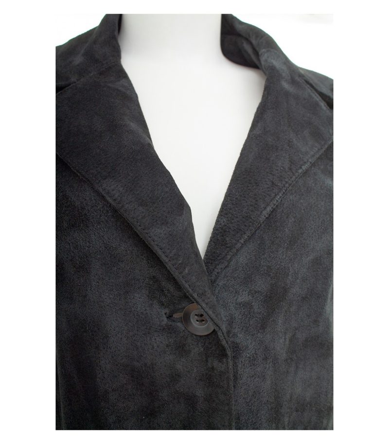 ANN LLEWELLYN Damen Mantel Gr. 42 Schwarz Ledermantel Leder – Foto 5