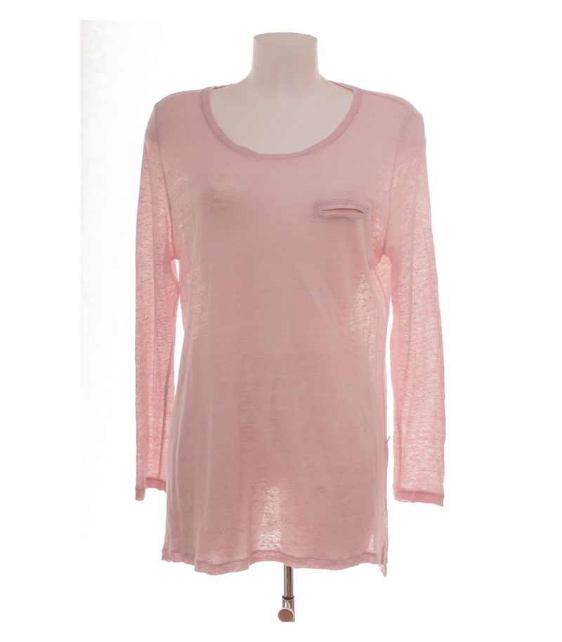hessnatur Damen Langarmshirt Oberteil Gr. 44/46 Leinen Rosa Brusttasche – Foto 1
