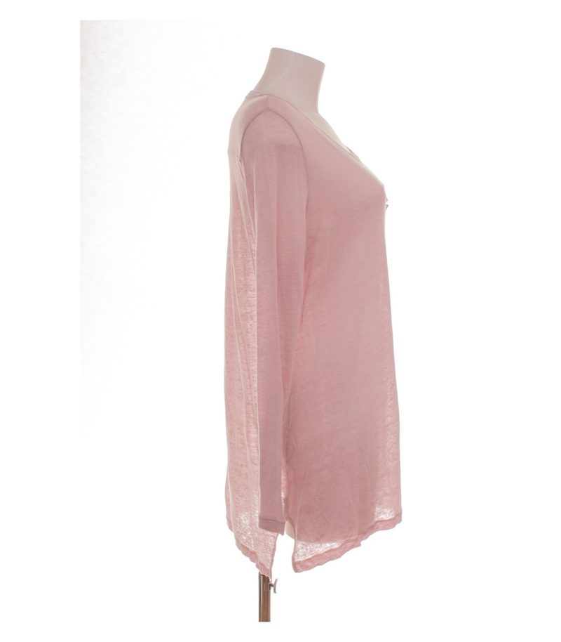 hessnatur Damen Langarmshirt Oberteil Gr. 44/46 Leinen Rosa Brusttasche – Foto 2